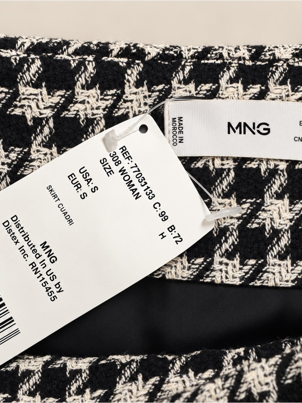 Mango Black & White Houndstooth Women Mini Skirt 🍁✨ - Picture 3 of 7